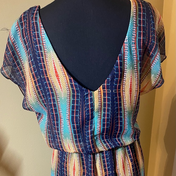 City Triangles Womens Dress Mini Aztec Print Cinch Waist Southwest Sleeveless M - Picture 1 of 5